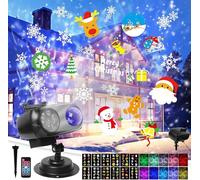 Kiature Christmas Projector Lights ，12 Slides Patterns & 10 Colors Ocean Wave Waterproof Holiday，Projector Light AC for Outdoor Indoor Xmas Holiday Party Patio Garden Decoration