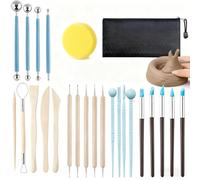 KiauFdcf 25PCS Polymer Clay Tools Set - Pottery Sculpting & Modelling Kit with Ball Stylus Dotting, Clay Carving, Shaping & Embossing Tools, with Storage Bag for Beginners & Artists