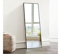 KIAYACI Wall Mirror Full Length Full Body Mirror Bedroom Dressing Mirror Standing Hanging or Leaning Against Wall Aluminum Alloy Frame(Black, 43" x 16")