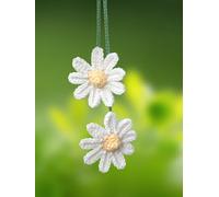 KIAYOO Car Mirror Hanging Accessories Crochet Daisy,Cute Rearview Mirror Hanging,Car Decoration Interior Birthday Christmas New Year Gift for Teen Girls Women Friends,White