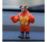 KIAYOO Mini Muscle Duck,Funny Gifts Car Home Office Ornament Decoration Resin Garden Statue Sculpture Figurine for Him Men Her Women Friends Boyfriend Birthday New Year Christmas,Red