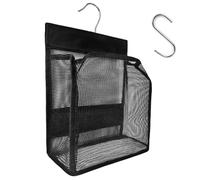 KIAYOO Peg Bag for Washing Line with Hanger,Storage Bag Hanging Bag Peg Basket for Laundry Lines for Kitchen Bathroom Indoor Outdoor Use,Black