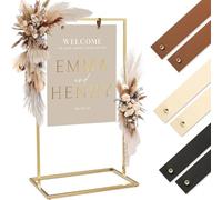 KIBAGA Elegant Wedding Welcome Sign Stand - Sturdy Welcome to Our Wedding Sign Holder for Seating Charts & Event Decor - A Beautiful Brass Metal Easel to Welcome Guests & Celebrate Your Love