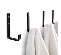 KIBAGA Stylish Bathroom Towel Hooks for Wall Mount Set of 4 - Beautiful, Sturdy & Easy to Install Metal Shower Hangers - Space Saving Matte Black Towel Holder - Your Perfect Bathroom Decor Addition
