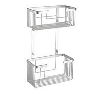 Kibath 1 x Rectangular Double GAL Bathroom Shower Hanging Basket Holder for Gel Sponges or Shampoo, Chrome