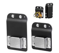KIBBEH 2 Pack Universal Tape Measure Clip for 1.5"-3" Belts, Heavy Duty Holder with Quick Release, No-Belt-Removal Design for Carpenters, Contractors and Trades