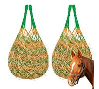 KIBBEH 2 pcs Classic Slow Hay Feeder Hay Net, 40" Length, Durable Hay Bags for Horses, Goats to Reduce Waste & Extend Feeding Time, Ideal for Haylage & Soaking Hay