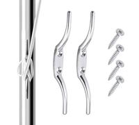 KIBBEH 2PCS 150mm Heavy Duty Silver Cleat Hooks - Extra Long Rust-Proof Metal Rope Cleats for Flagpoles, Boat Docks, Kayaks, Washing Lines - Weather-Resistant & Easy Mounting Marine Hooks