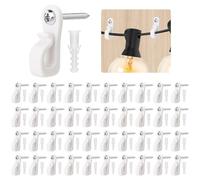 KIBBEH 40-Pack White Q-Hanger Screw Hooks with Safety Buckles,for Indoor and Outdoor String Lights, Wind Chimes, Potted Plants