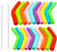 KIBBEH 40 Pcs Food Grade Silicone Straw Elbows Tips, Soft Reusable Stainless Steel Straw Nozzles Fit for 1/3" and 1/4" Wide (8mm and 6mm Outer Diameter Stainless Steel Straws, Multicolor