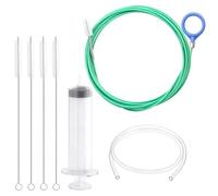 KIBBEH Sunroof Drain Cleaning Tool - 7pcs Kit with 500cm Long Flexible Pipe Cleaner, 4 Clean Brushes - Complete Handle Design Tube Cleaner Brush for Sunroof, Wiper, Door, Hood & Refrigerator Pipes