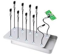 KIBBEH Third Hand Soldering with Magnetic Base, 10 Third Hand Soldering and 1 Iron Box as Base, Soldering Aid Third Hand, Flexible Gooseneck Metal Arms, Board Holder