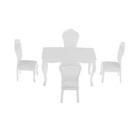 KiBcsLic 1:6 Scale Miniature Plastic Table And Chair Model for 12" Figures, 5Pcs, as described