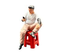 KiBcsLic 1/64 Scale Miniature Human Figure, Hand with White T-shirt, for Craft Projects, Architecture, Diorama Decoration, Seated Man