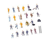 KiBcsLic 25-piece Set in 1:87 Scale with Worker Figures, Realistic Decoration, Miniature Railways, for DIY Projects And