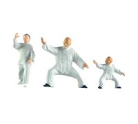 KiBcsLic 3 Pieces 1/64 Tai Figure Architectural Figurine Chinese Kung Fu People Model