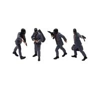 KiBcsLic 4x 1/64 People Figures Tiny Models Painted Decors Diorama Display Accessories Miniature Resin Figurines for Sandbox Dioramas