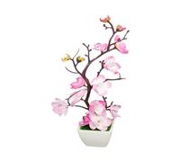 KiBcsLic Artificial Flower Bonsai Plant Holder, Faux Tree Vase, Stem, Simulation Plant in PP Silk, Easy to Care for, Suitable for Living Room, Office, Table, G, Pink