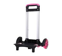 KiBcsLic Backpack Trolley Handcart Telescopic Carrier Aluminum Alloy Rolling Suitcase Sturdy Folding Construction for Camping Travel Picnic School Shopping Fis, Rose Red