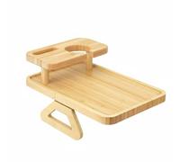 KiBcsLic Bamboo Couch Arm Tray Non-Slip Grip Bamboo Couch Armrest Table Adjustable Width Attachable Sofa Arm Tray for Small Areas, Apartment Living, Dorm Room
