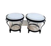 KiBcsLic Bongo Drum Set Musical Instrument 6'' And 7'' Tunable Quality Sound Portable Transparent Bongo Drums for Kids And Adults, White