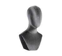 KiBcsLic Bust Mannequin Head Velvet Block Head (17.72 Inches Tall) Hat Rack Head Table Training Head for Beginners -Stylist Headdress, Grey