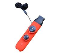 KiBcsLic Camping Survival Whistle with Built-in Compass, Thermometer, LED Flashlight, Reflector Mirror And Storage, Multifunctional, Made of PP for Emergency O, Red