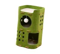KiBcsLic Cat Bed with Tunnel, Nest for Multiple Cats And Kittens, Green Double Layer