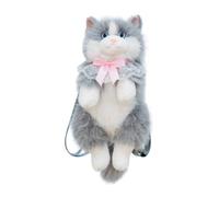 KiBcsLic Cat Doll Backpack Shoulder Bag Ragdoll Cat Purse Soft With Meowing Sound Soft Touch Polyester Fiber Adjustable Detachable Straps Zipper Storage, Array, Grey, 50cm