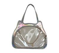 KiBcsLic Cat Shape Shoulder Bag Cute Multi Purpose Zipper Closure Ita Bag for Girls Women, Silver