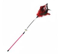 KiBcsLic Cat Teaser Interactive Feather Rod Toy With Bell Steel Wire And PVC Handle For Active And Pounce Mimics Prey Movement suitable for indoor cats exercise, Red