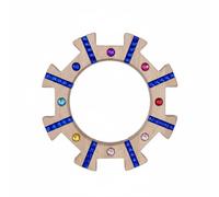 KiBcsLic Children Stacking Blocks Wooden Stacker Toy Puzzle Set Gem Inlay Beech Build With Acrylic Accents Circular Gear Outline Suitable for skill building play kindergarten room, Blue