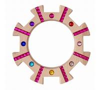 KiBcsLic Children Stacking Blocks Wooden Stacker Toy Puzzle Set Gem Inlay Beech Build With Acrylic Accents Circular Gear Outline Suitable for skill building play kindergarten room, Pink