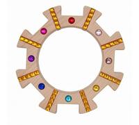 KiBcsLic Children Stacking Blocks Wooden Stacker Toy Puzzle Set Gem Inlay Beech Build With Acrylic Accents Circular Gear Outline Suitable for skill building play kindergarten room, Yellow