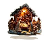 KiBcsLic Christmas Nativity Sets 2D Decoration for The Birth of Jesus Xmas Nativity Scenes Table Decoration, Xmas Tabletop Scenes & Birth of Jesus Decor for Home Christmas