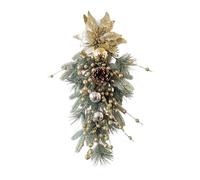 KiBcsLic Christmas Teardrop Swag Green Leaves Teardrop Christmas Wreath Xmas Decor for Front Door for Party Holiday Indoor