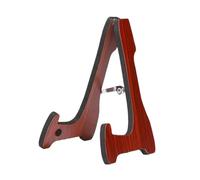 KiBcsLic Compact Wooden Holder for Electric and Bass Guitars on the Floor, Red Brown