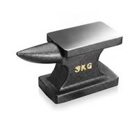 KiBcsLic Curved-End Anvil One-Piece Construction Metalworking Tool Mounting Holes for Blacksmithing, 3kg