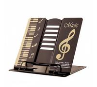 KiBcsLic Desktop Music Stand Non-Slip Folding Music Stand Musical Theme Design Adjustable Bookrest for Artists, Students, Kitchen, Black