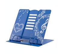 KiBcsLic Desktop Music Stand Non-Slip Folding Music Stand Musical Theme Design Adjustable Bookrest for Artists, Students, Kitchen, Blue