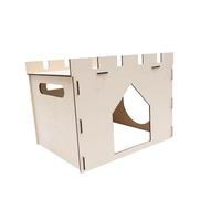 KiBcsLic Detachable Wooden Playhouse Nest with Multiple Doors for Hamsters, Guinea Pigs, Chinchillas And Cats, Style A