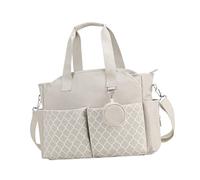 KiBcsLic Diaper Bag Shoulder Portable Organizer Changing Bag Large Capacity Terry Cloth Carrier Bag with Shoulder Strap for on The Go, Beige White