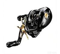 KiBcsLic Digital Reel Anti Overrun left Hand Baitcaster Smooth Casting Caster for Anglers, Black Gold, Left Hand Smart DC Brake With Buzzer