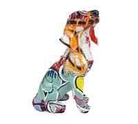 KiBcsLic Dog Figurine Animal Ornament Statue Resin Graffiti Art Piece Tabletop Collectible Modern Craft Suitable for Gift Giving Home Office Business Occasion, Multi, 10.5x7.5x15cm