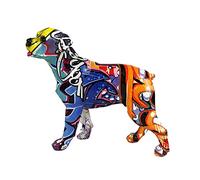 KiBcsLic Dog Figurine Animal Ornament Statue Resin Graffiti Art Piece Tabletop Collectible Modern Craft Suitable for Gift Giving Home Office Business Occasion, Multi, 15x6x13cm