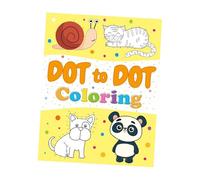 KiBcsLic Dot-to-Dot Coloring Book, Puzzles, Early Education, Preschool for Boys And Girls, Activity Book, Funny Cartoon, 12 Pages, Animal