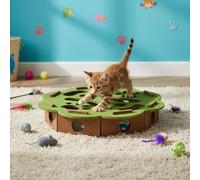 KiBcsLic Feline Maze Puzzle Box Toy Interactive Maze Puzzle Toy Activity Box Felt Surface With Soft Yet Sturdy Design suitable for indoor play training boredom, Flower Edge Green Brown