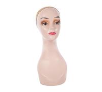 KiBcsLic Female Bald Mannequin Head Display Model Long Neck with Makeup Professional 19inch Holder Manikin for Hairpieces Wigs Making Styling, Orange no Shoulder