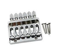KiBcsLic Fixed Bridge Made of Zinc Alloy for 6-string, Tunerless Guitars. Easy Installation. Tools for Guitar Builders And All Necessary Parts Are Included, silver