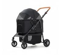 KiBcsLic Foldable Pet Carriage Storage Basket Foldable Carriage Breathable Mesh Window Animal Gear for Walking, Shopping, Black, Black